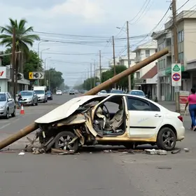 carro derruba postes em João Pessoa